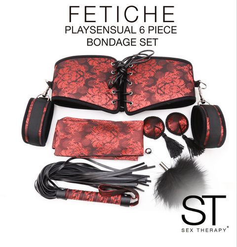 Fetiche Playsensual 6 piezas Bondage Set Negro y Rojo Diseño