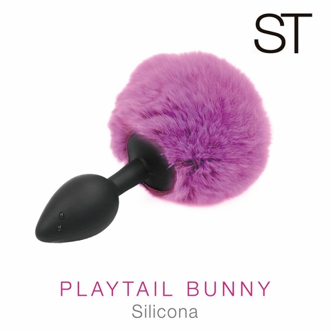 Silicone Playtail Bunny - Medium Black & Pink