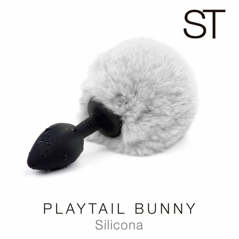 Silicone Playtail Bunny - Medium Black & White