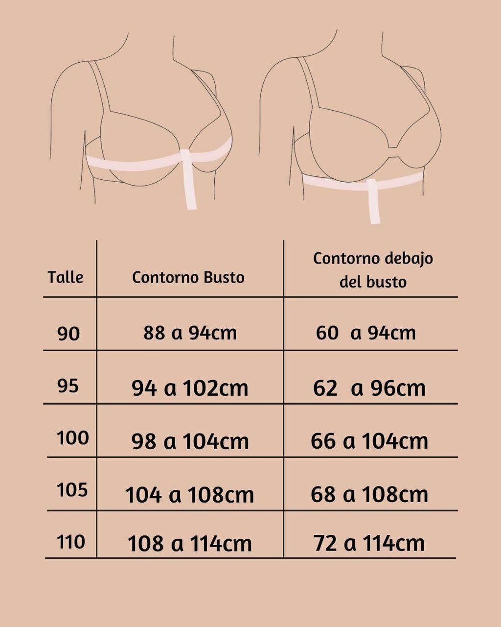 Medidas de corpiños de encaje deals
