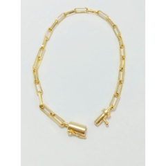 PULSEIRA ELO ALONGADO 4MM C/ FECHO CANHÃO BANHADA OURO18K - comprar online