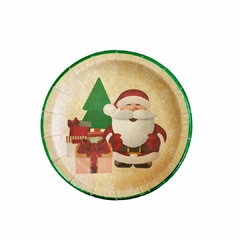 plato redondoo kraft papa noel borde rojo y verde x8 - comprar online