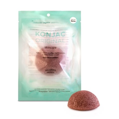 Esponja Konjac Premium con Arcilla Roja Francesa Natural Facial