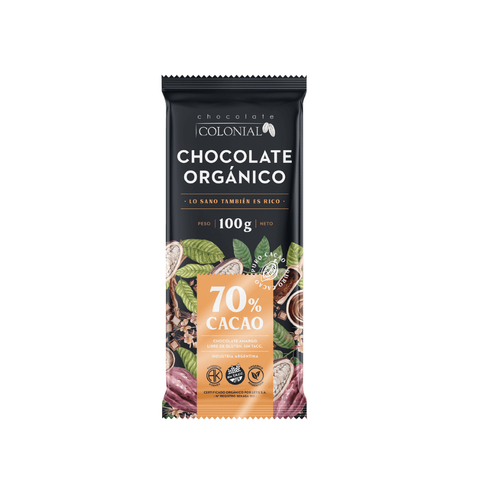 Chocolate orgánico 70% cacao x 100 gr COLONIAL