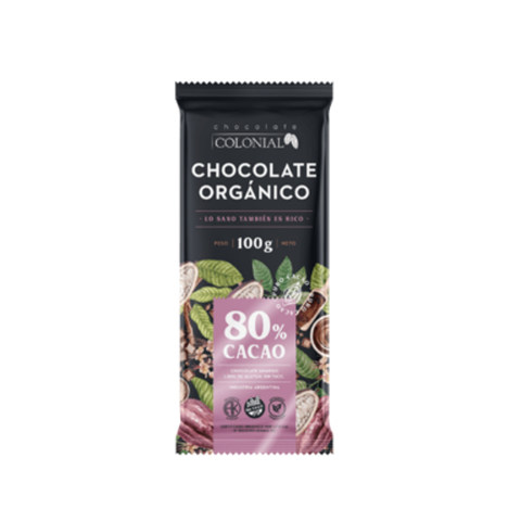 Chocolate orgánico 80% cacao x 100 gr COLONIAL