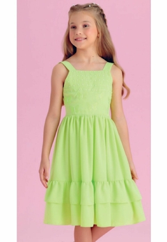 Vestido Verde Alças Perolas Infantil Petit Cherie