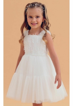 Vestido Branco Tule Infantil Petit Cherie