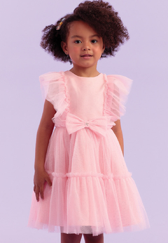 Vestido Infantil Tule Rosa Laço Petit Cherie - comprar online
