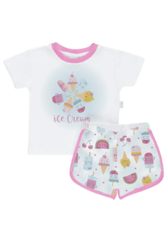 Pijama Anjos Baby Bebê Menina Verão Ice Cream