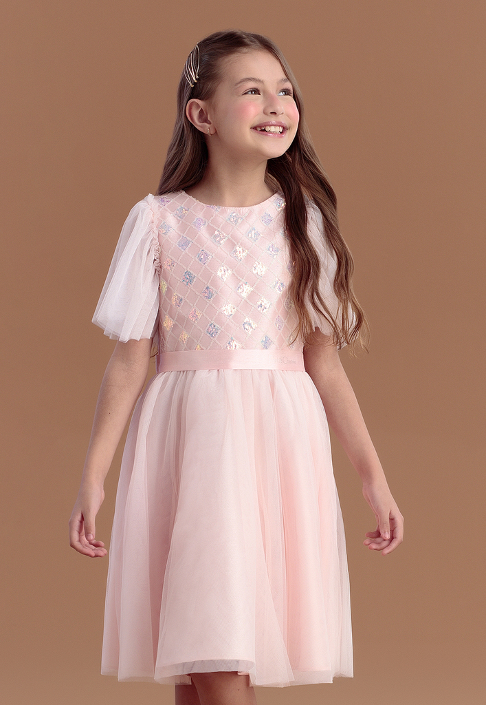 Vestido Infantil Bordado em Tule Princesa Rosa Petit Cherie na EuroBabyKids