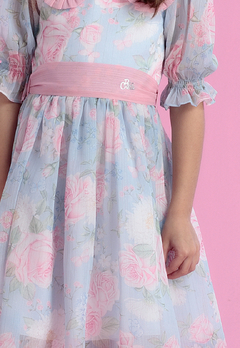 Vestido Infantil Rosa Azul Estamapado Petit Cherie - comprar online