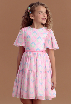 Vestido Infantil Rosa Estampa Cores Petit Cherie - comprar online
