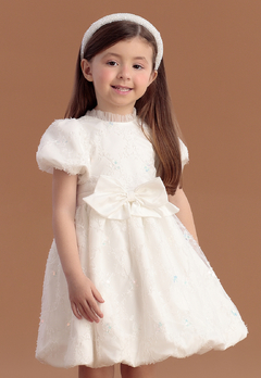 Vestido Infantil Branco Tule Babado Petit Cherie