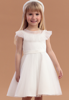 Vestido Infantil Branco Tule Babado Petit Cherie na internet