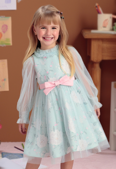 Vestido Longo Azul Tule Infantil Petit Cherie