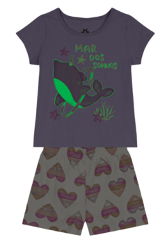 Pijama brilha no escuro de malha infantil menina Brandili - comprar online
