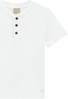 Camiseta Branca Botões Malha Flame Infantil Milon - comprar online