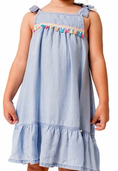 Vestido Azul Curto Franjas Infantil Vigat - comprar online