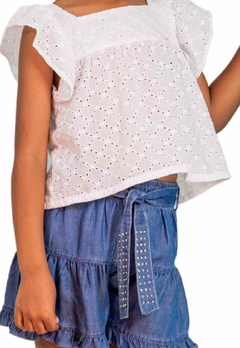 Conjunto Blusa Branca Shorts Jeans Infantil Vigat - comprar online