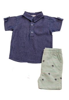 Conjunto Camisa Jeans Bermuda Infantil Vigat