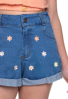 Shorts Jeans Bordado Flores Have Fun - comprar online