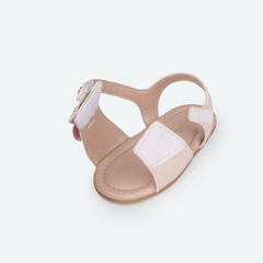 Sandália de Bebê Pampili Nana Laço Assimétrico Glitter e Strass Rosa - comprar online