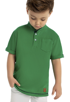 Camiseta Polo em piquet Verde Milon