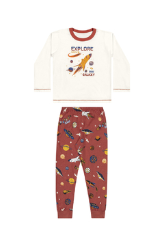 Pijama com Camiseta em Meia Malha Penteada Vermelho Elian - comprar online