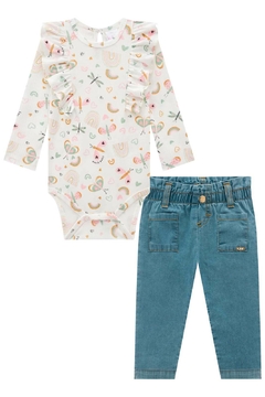 Conjunto Infantil Body Calça Jeans Estampado Kukiê - comprar online