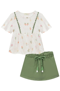 Conjunto Infantil Estampado Shorts Saia Verde Infanti - comprar online