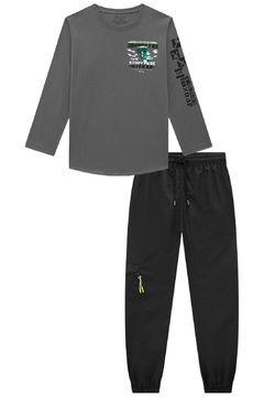 Conjunto de Camiseta em Meia Malha e Calça Jogger em Nylon Aspen Johnny Fox - comprar online