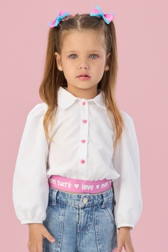 Camisa Infantil Botões Off White Mon Sucré