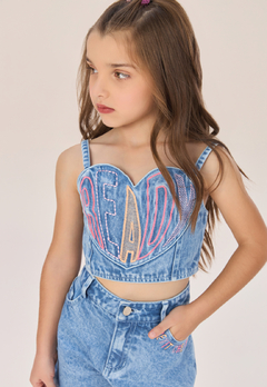 Conjunto Infantil Menina Jeans Strass Petit Cherie - comprar online