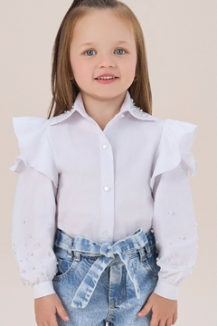 Camisa Infantil Branca Botões Petit Cherie