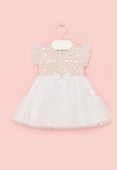 Vestido Bebê Festa Tule Branco Petit Cherie