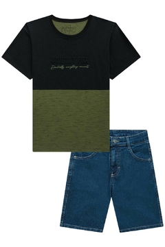 Conjunto Infantil Bermuda Camiseta Preto Johnny Fox - comprar online