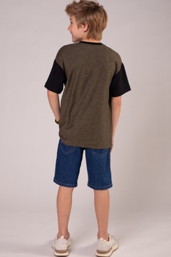 Conjunto Infantil Bermuda Camiseta Preto Johnny Fox - loja online