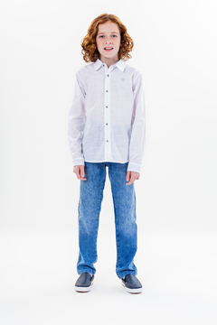 Conjunto Infantil Branco Camisa Botões Linho Vigat