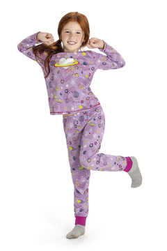 Pijama com Blusa e Calça em Meia Malha Lilás Elian - comprar online
