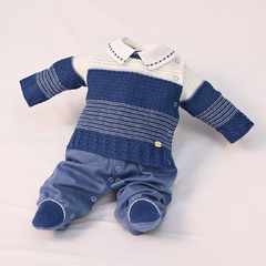 Macacão tricot Vinícius Azul Beth Bebê