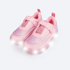 Tênis de Led Infantil Pampili Sneaker Luz Matelassê Comfy Rosa Giz - comprar online