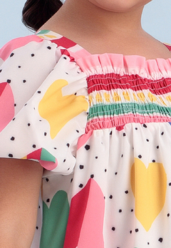 Vestido Infantil Coração Colorido Mon Sucrê - comprar online