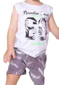 Conjunto Camiseta Bermuda Bebê Branco Passagem Secreta - comprar online