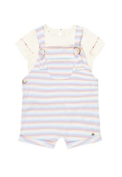 Conjunto Blusa Jardineira Infantil Branco Açucena