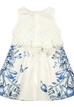 Vestido Infantil Estampado Florido Azul Nini&Bambini - comprar online