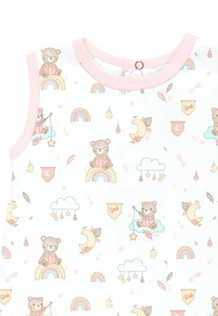 Macacão Curto Bebê Suedine Urso Rosa Anjos Baby - comprar online
