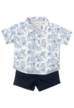 Conjunto Camisa Bermuda Bebê Azul Tilly Baby