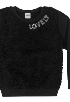 Blusão ML Moletom Felpado e Pelo Lovely Preto ELIAN - comprar online