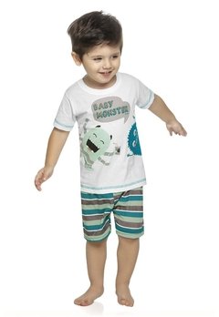 Conjunto Pijama Camiseta Bermuda Malha Branco ELIAN - comprar online