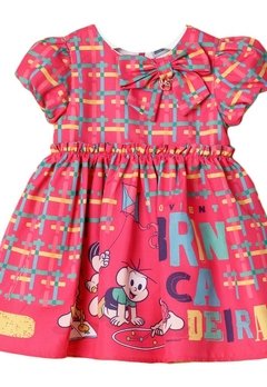 Vestido Infantil Vermelho Brincadeiras Xadrez Turma da Monica - comprar online